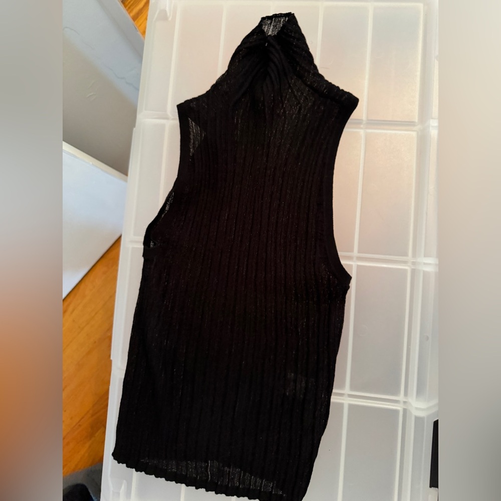 Helsa Black Knit Turtleneck Tank